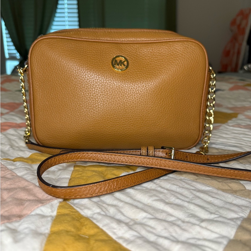 Michael Kors Bedford Small Pebbled Leather Crossbody Bag in Brown
